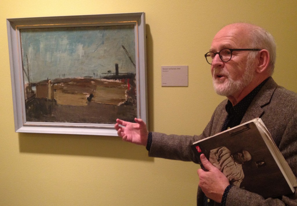 Billedet hedder "Tømmer ved havnen", Nils Bjervig fortæller. Foto Nikolaj Ifversen.